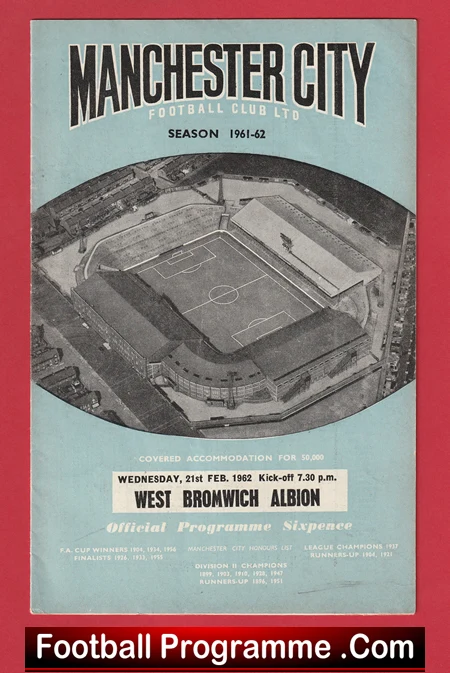 Manchester City v WBA 1962 - Man City Football Programmes - Image 2