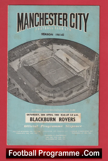 Manchester City v Blackburn Rovers 1962 - Man City Football Programmes - Image 2