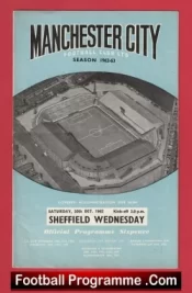 Manchester City v Sheffield Wednesday 1962 – Man City Football Programmes