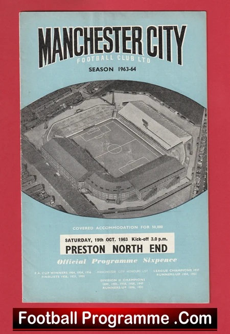 Manchester City v Preston 1963 - Man City Football Programmes - Image 2