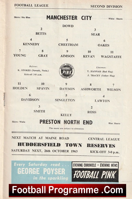 Manchester City v Preston 1963 - Man City Football Programmes - Image 3