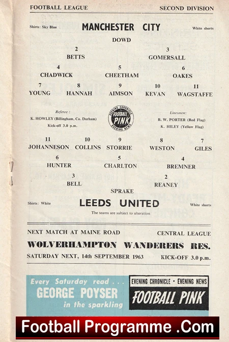 Manchester City v Leeds United 1963 - Man City Football Programmes - Image 3