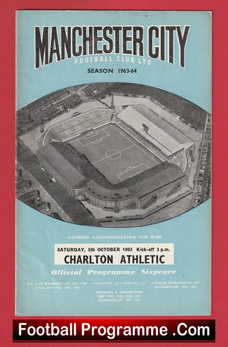 Manchester City v Charlton Athletic 1963 - Man City Football Programmes - Image 2