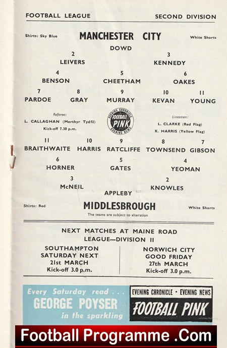 Manchester City v Middlesbrough 1964 - Man City Football Programmes - Image 3