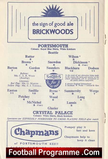 Portsmouth v Crystal Palace 1962 - Image 3