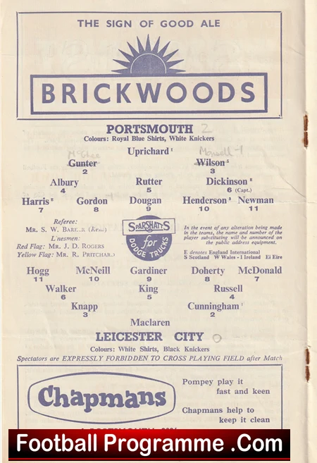 Portsmouth v Leicester City 1957 - Image 3