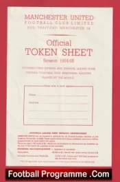 Manchester United Official Token Sheet 1964 – 1965