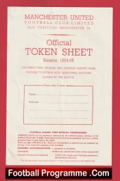 Manchester United Official Token Sheet 1964 – 1965
