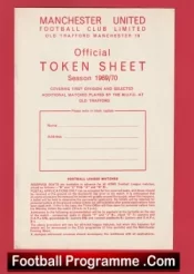 Manchester United Official Token Sheet 1969 – 1970