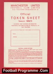 Manchester United Official Token Sheet 1969 – 1970