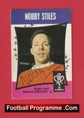Manchester United Nobby Stiles Autographed Signed Football Card Man Utd