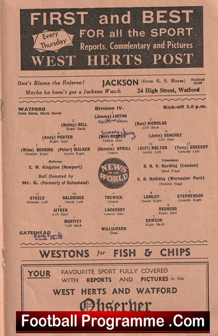 Watford v Gateshead 1960 - Image 3