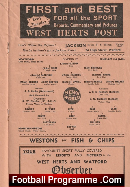 Watford v Northampton Town 1959 - Image 3