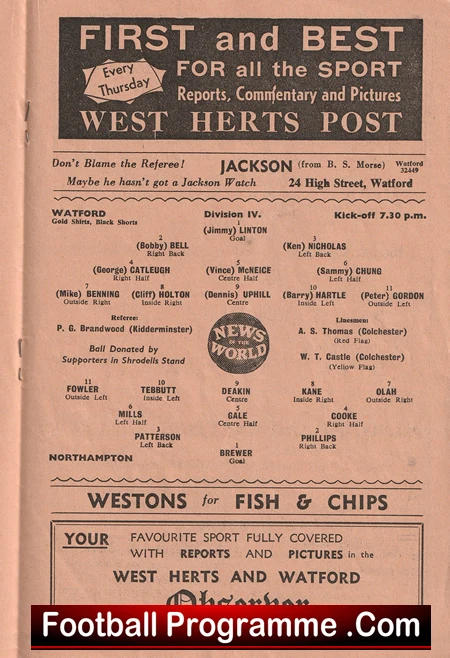Watford v Northampton Town 1960 - Image 3