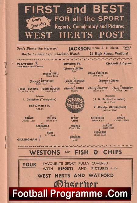 Watford v Gillingham 1960 - Image 3