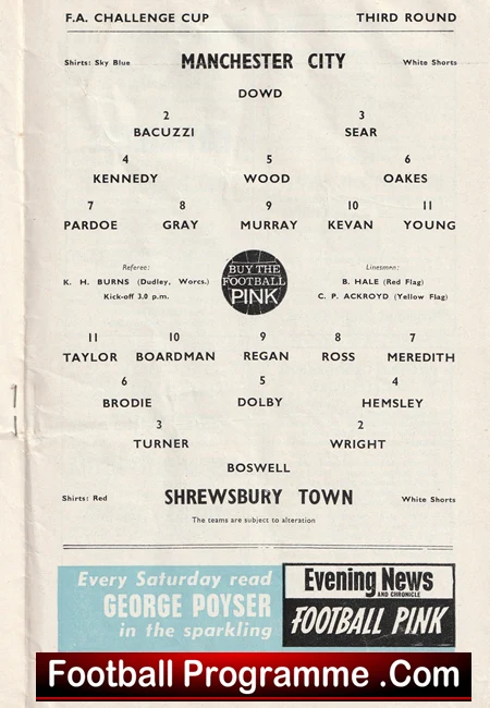 Manchester City v Shrewsbury Town 1965 - Image 3