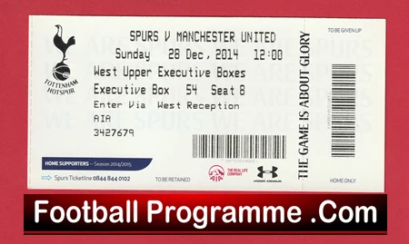 Tottenham Hotspur v Manchester United 2014 - Match Ticket - Image 2