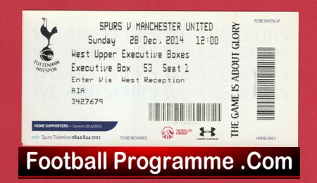 Tottenham Hotspur v Manchester United 2014 - Football Ticket - Image 2