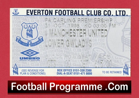 Everton v Manchester United 1998 - Treble Season Ticket - Image 2
