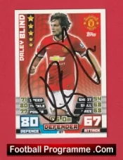 Manchester United Daley Blind Autograph Signed Football Card Man Utd