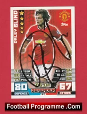 Manchester United Daley Blind Autograph Signed Football Card Man Utd