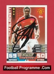 Manchester United Tyler Blackett Autograph Signed Football Card Man Utd