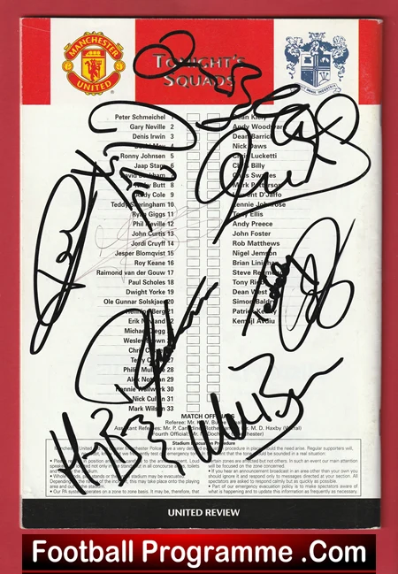 Manchester United v Bury 1998 - Multi Autographed Signed + Beckham - Image 3