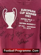 Aston Villa European Champions 1982 Squad Signed T Shirt