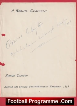 Boxing - Ronnie Clayton Boxer Genuine Signed Autograph Sheet 1948 - signed programme