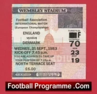 England v Denmark 1983 – Football Ticket