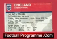 England v Denmark 2003 – Football Ticket Man Utd