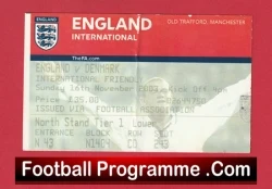 England v Denmark 2003 - Football Ticket at Man Utd - football memorabilia
