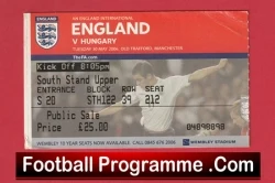 England v Hungary 2006 - Football Ticket at Man Utd - football memorabilia
