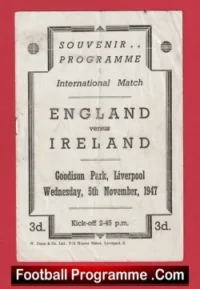 England v Ireland 1947 – Goodison Park Pirate Souvenir Everton