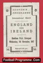 England v Ireland 1947 – Goodison Park Pirate Souvenir Everton