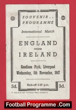 England v Ireland 1947 - Goodison Park Pirate Souvenir Everton - football programme