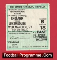 England v Luxembourg 1977 – Football Ticket