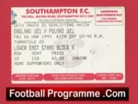 England v Poland 1999 – Football Ticket U21 Southampton