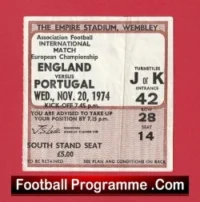 England v Portugal 1974 – Football Ticket