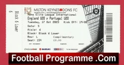 England v Portugal 2023 - Football Ticket Milton Keynes U20 - football memorabilia