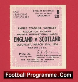 England v Scotland 1954 - Football Match Ticket Wembley - football memorabilia
