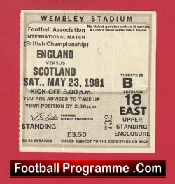 England v Scotland 1981 - Football Ticket - football memorabilia
