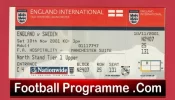 England v Sweden 2001 – Football Ticket at Man Utd