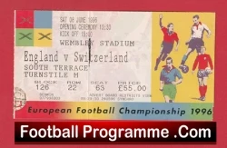 England v Switzerland 1996 - Football Ticket Euro 96 Opening - football memorabilia