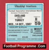 England v Turkey 1987 – Football Ticket