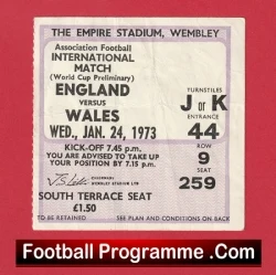England v Wales 1973 - Football Ticket - Image 2