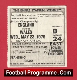 England v Wales 1979 - Football Ticket - football memorabilia