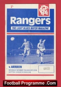 Glasgow Rangers v Aberdeen 1970 – Scottish Football Programme