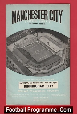 Manchester City v Birmingham City 1963 - Man City Football Programmes - football programme