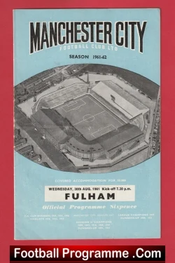Manchester City v Fulham 1961 - Man City Football Programmes - football programme